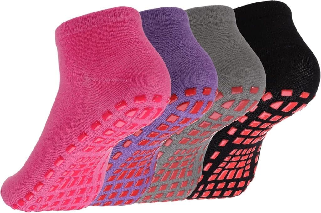 Dacitiery 4 Pairs Non Slip Yoga Pilates Socks,Yoga Socks for WomenMen with Grips Anti Non Slip Slipper Socks for Ballet, Pilates, Hospital, Home, Barre Dacitiery 4 Pairs Non Slip Yoga Pilates Socks,Yoga Socks for WomenMen with Grips Anti Non Slip Slipper Socks for Ballet, Pilates, Hospital, Home, Barre