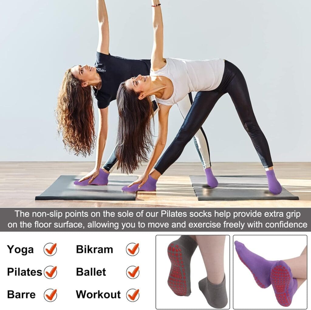 Dacitiery 4 Pairs Non Slip Yoga Pilates Socks,Yoga Socks for WomenMen with Grips Anti Non Slip Slipper Socks for Ballet, Pilates, Hospital, Home, Barre Dacitiery 4 Pairs Non Slip Yoga Pilates Socks,Yoga Socks for WomenMen with Grips Anti Non Slip Slipper Socks for Ballet, Pilates, Hospital, Home, Barre